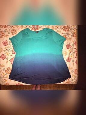 Lane Bryant teal and navy ombre shirt size 22/24